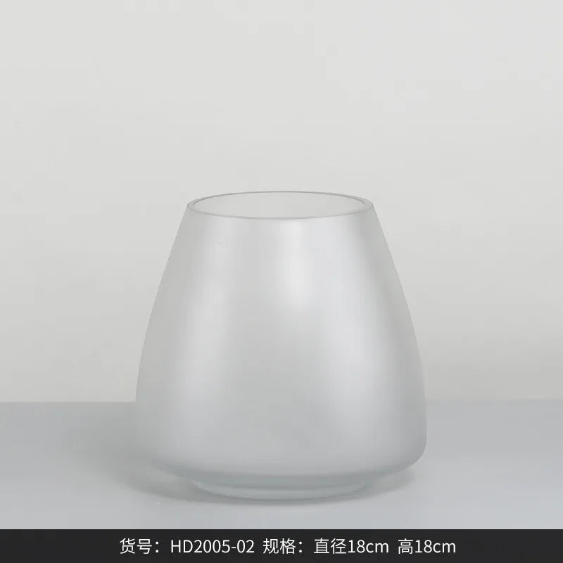 frosted glass vase for interior decoration dried flowers and hydroponics - vue 9 sur 12