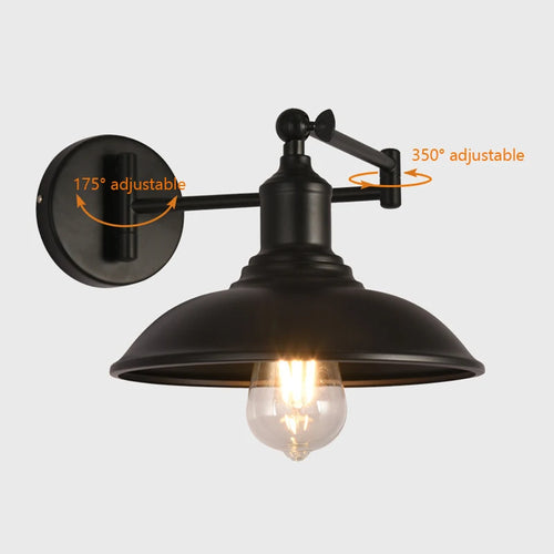 American retro foldable arm wall lamp antique reading light - vue 10 sur 12
