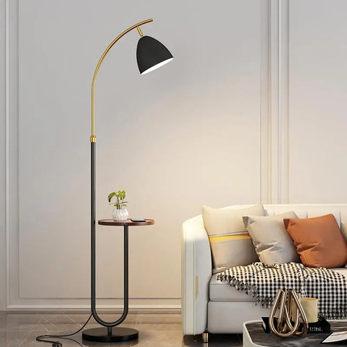 Nordic LED floor lamp with fabric shade for interior decoration