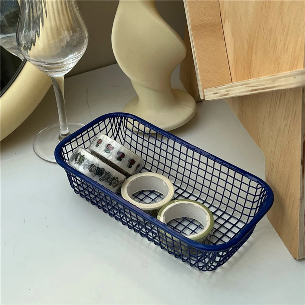metal storage basket for desk and makeup - vue 7 sur 9