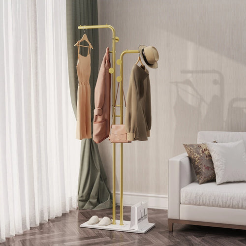 modern coat rack with shelves and sturdy hooks
