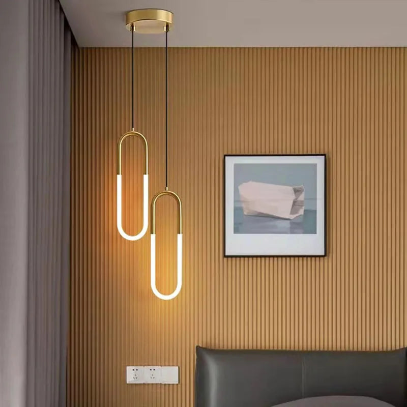 Modern ellipse height adjustable LED pendant light - vue 3 sur 12