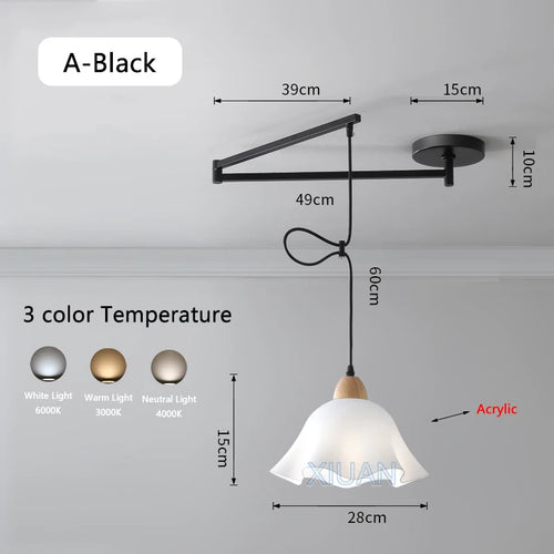 Modern swinging arm LED pendant light - vue 22 sur 30
