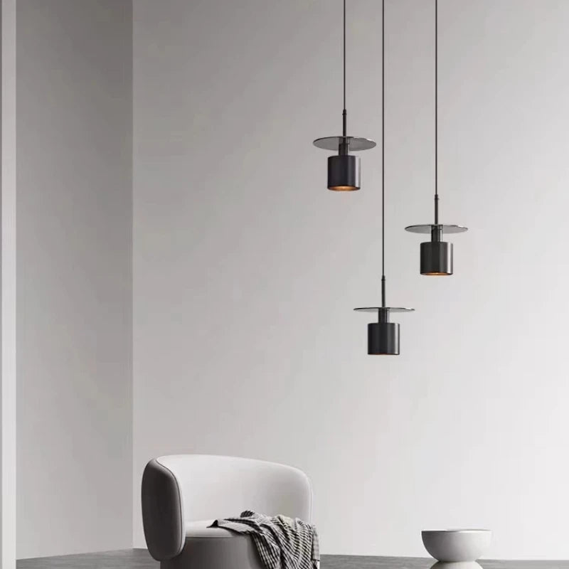 Brass LED pendant light with adjustable cord for bar