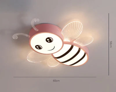 Pink and gold bee ceiling light for children's rooms - vue 8 sur 9