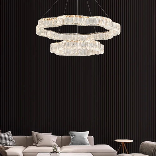 Modern crystal chandelier with elegant LED design - vue 4 sur 13