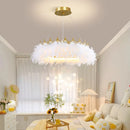 Nordic feather chandelier for girls' room creative luxury style