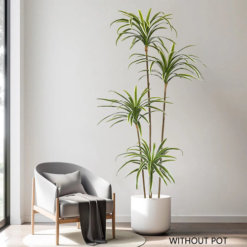 Set of 3 artificial dracaena plants for realistic decoration - vue 2 sur 20