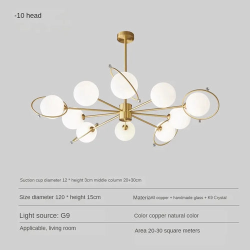 Nordic copper chandelier minimalist modern decorative glass - vue 9 sur 9