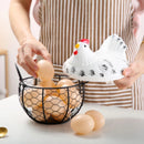Ceramic egg and fruit basket with decorative hen