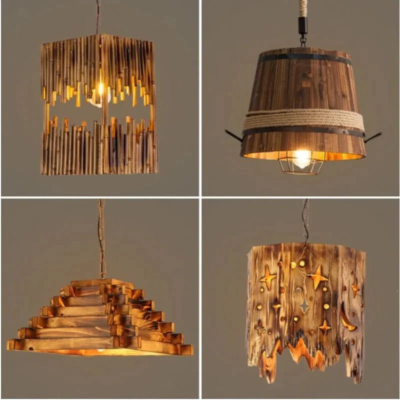Nordic style wooden pendant light for restaurants, cafés and bars - vue 5 sur 10