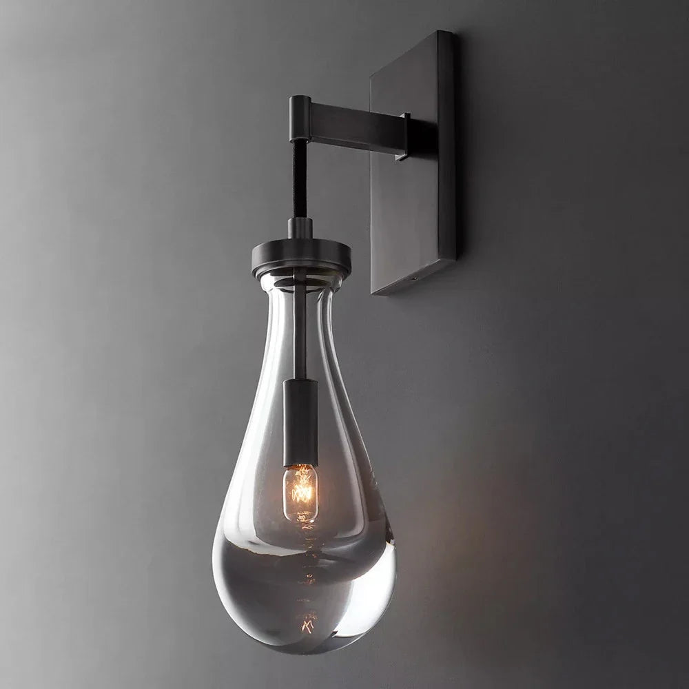 Retro deluxe water drop wall light with modern black rope LED for indoor decor