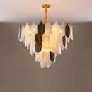 Modern pendant light in stainless steel and decorative glass