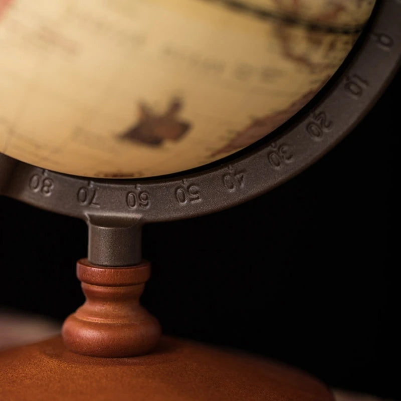vintage wooden world globe with stand for students - vue 3 sur 7