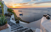 Modern travel landscape posters of Greece Santorini
