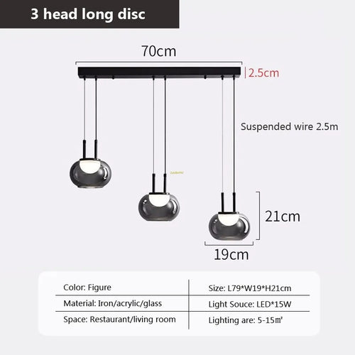 Multi-head glass pendant light for modern interiors - vue 21 sur 23