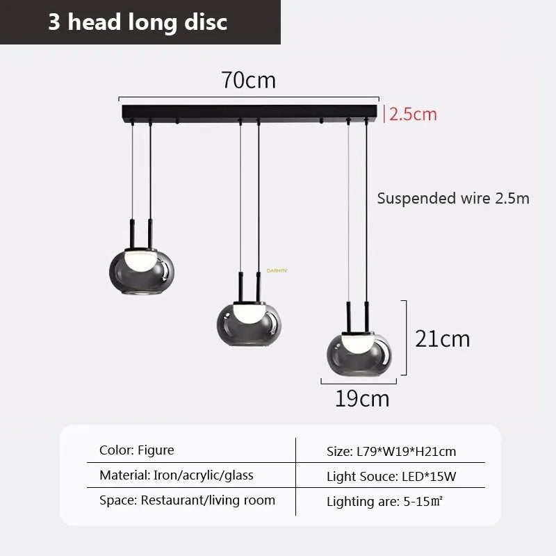 Multi-head glass pendant light for modern interiors - vue 20 sur 23