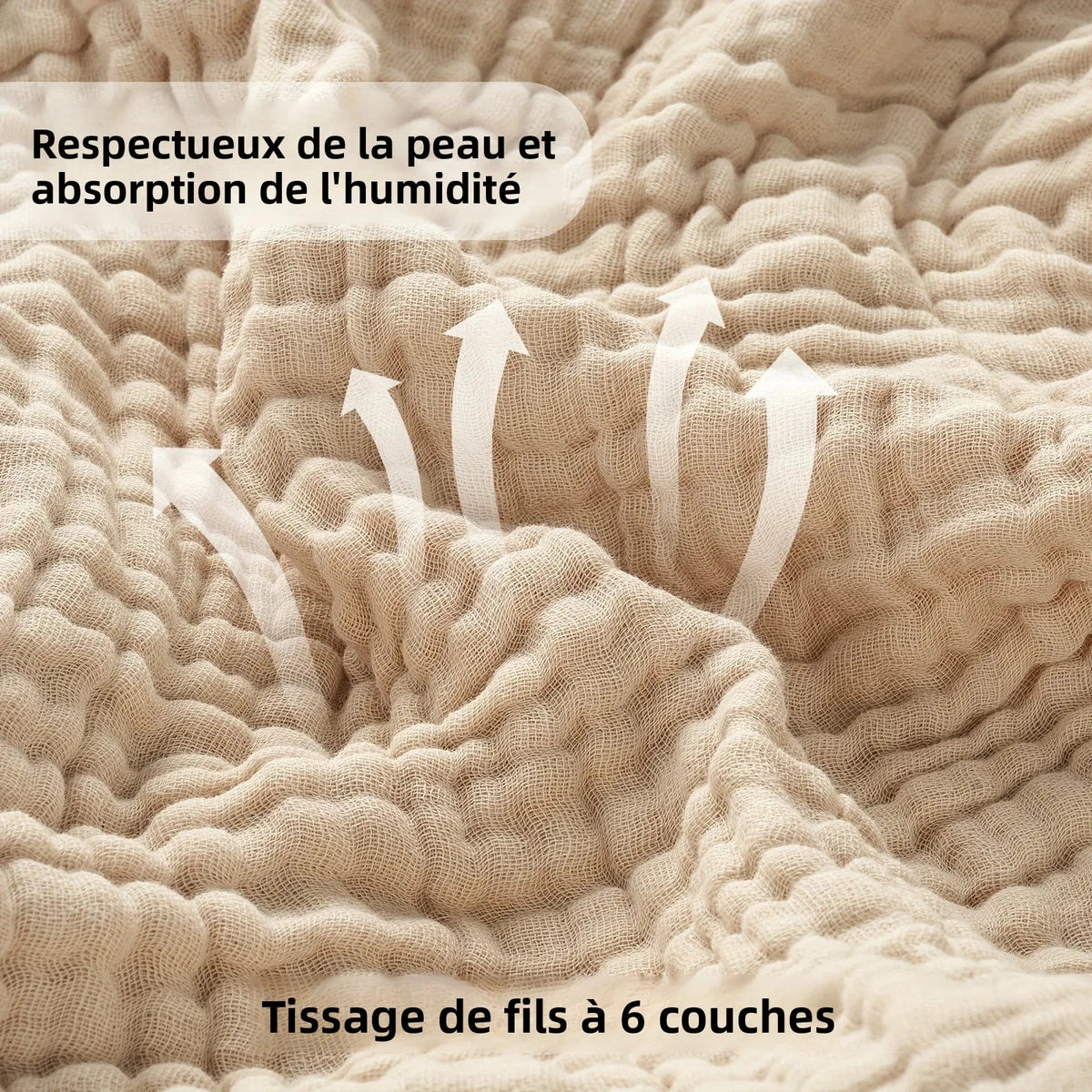 Plaid coton mousseline 6 couches leger style boheme - vue 6 sur 7