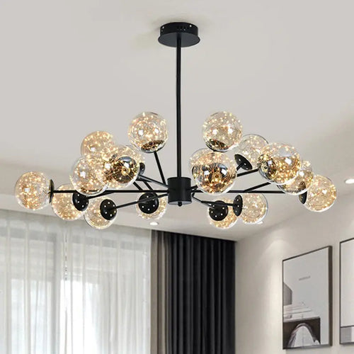 Modern star chandelier with decorative glass lampshade - vue 2 sur 24