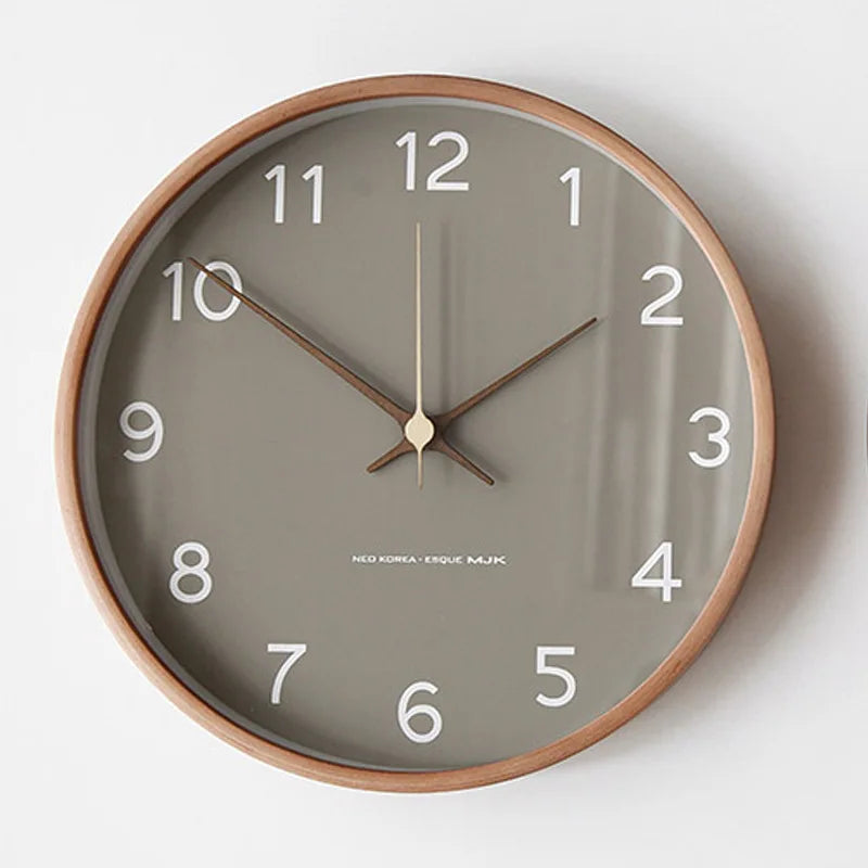 elegant and simple Nordic design wooden and glass wall clock