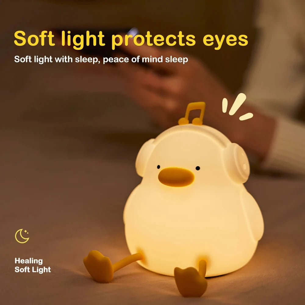 Rechargeable silicone duck night light USB dimmable birthday gift - vue 6 sur 8