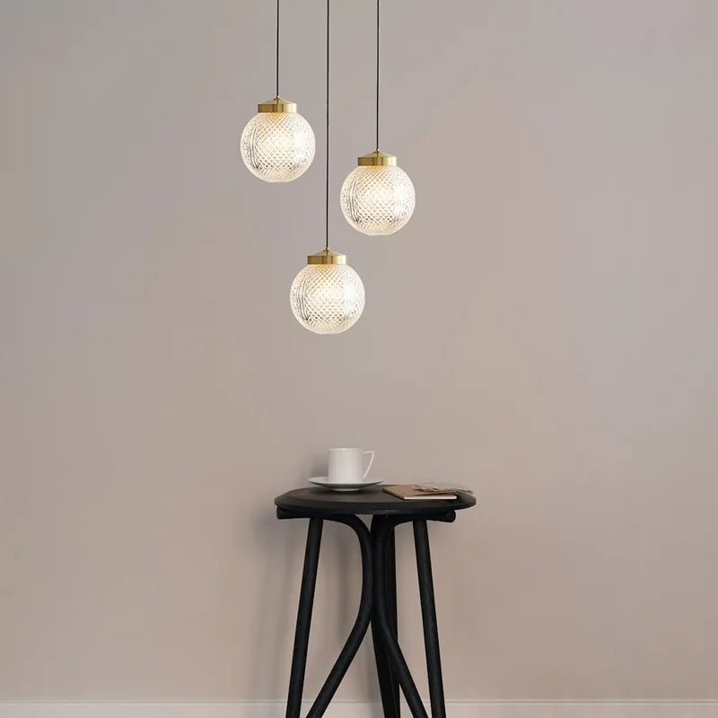 Modern copper pendant light with adjustable glass cord
