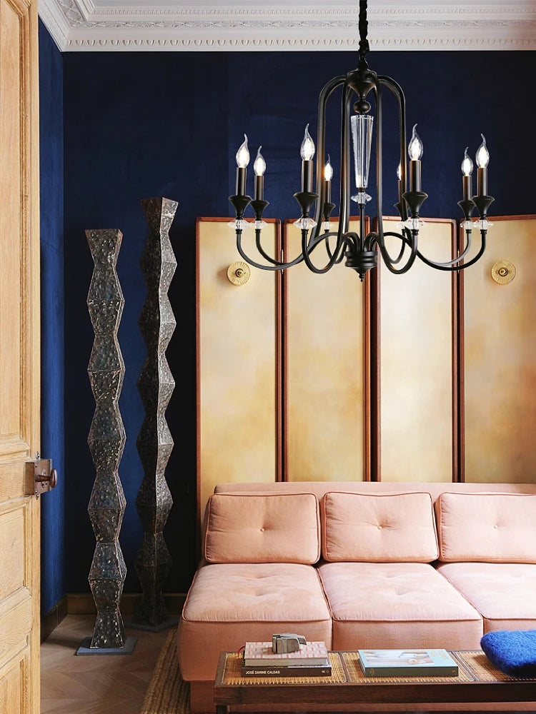 Vintage iron chandelier French style for retro minimalist interiors
