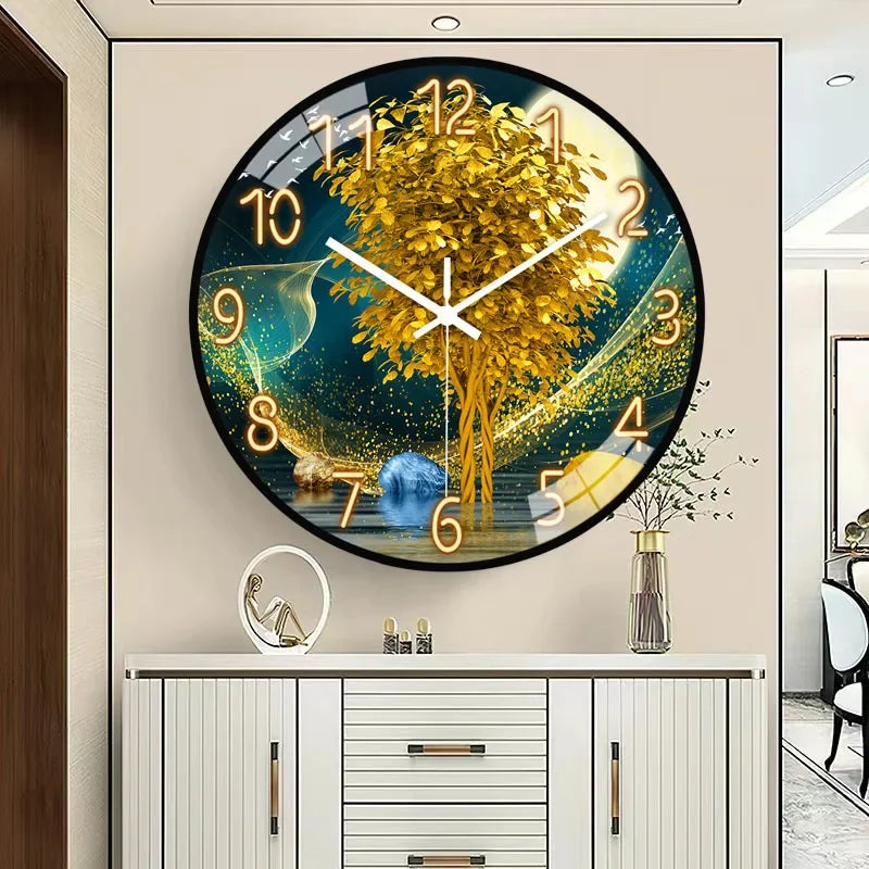 modern design glass wall clock Chinese style creative mute
