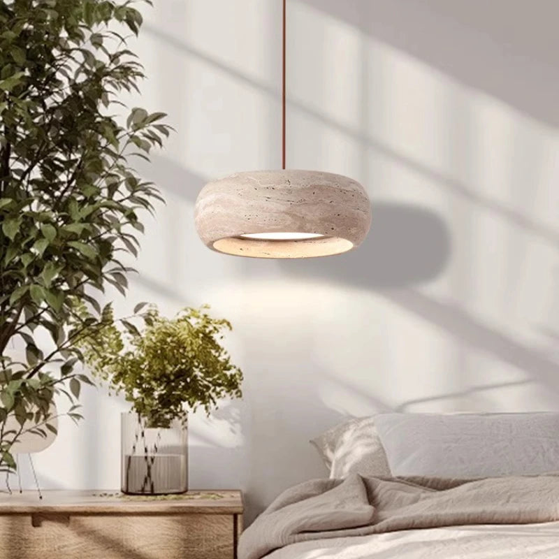 suspension à led style wabi sabi en pierre pour décoration intérieure - vue 3 sur 8