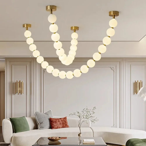 Nordic design LED bead chandelier for home decoration - vue 3 sur 9
