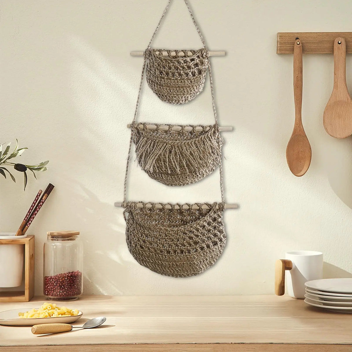 boho hanging baskets for versatile fruits and vegetables - vue 6 sur 9