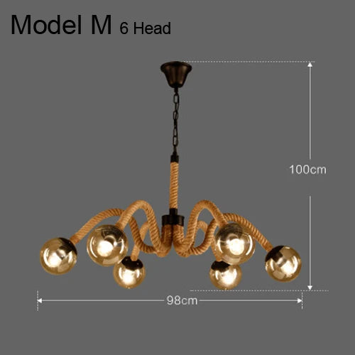 Industrial rustic pendant lights with rope for indoor use - vue 8 sur 21