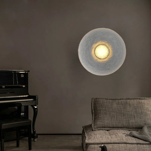 Round postmodern wall light with vintage retro transparent design - vue 3 sur 6
