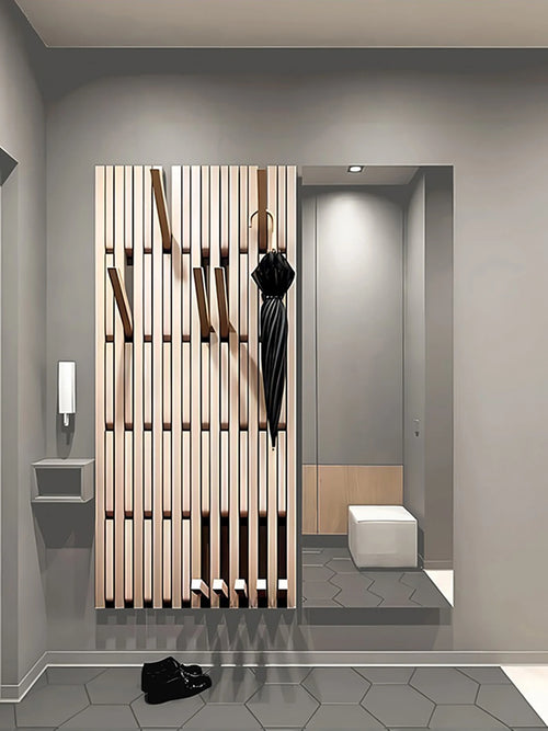 wooden wall coat rack for clothes and keys - vue 5 sur 18