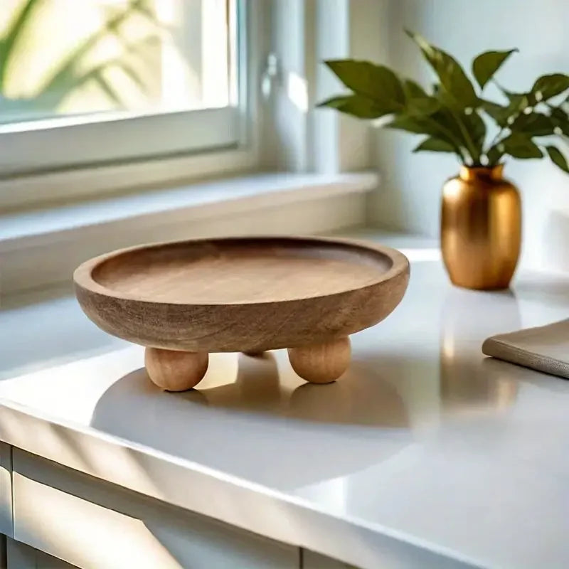 Multifunctional wooden tray for storage and decoration