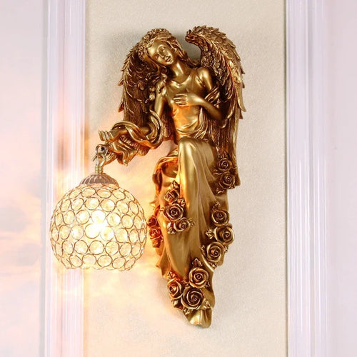 Modern Nordic LED wall light angel mermaid resin decor