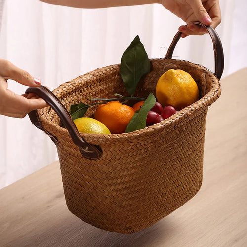 wicker basket for versatile storage and decoration - vue 4 sur 8