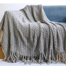Boho check throw with tassels for living room