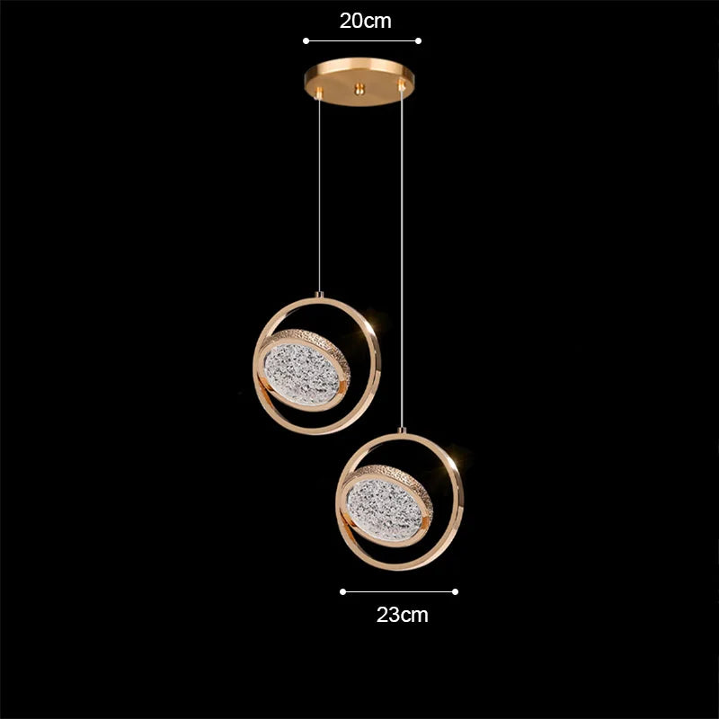 Nordic modern LED pendant light gold acrylic chandelier creative hanging lamp indoor home loft bedroom bedside study stairs