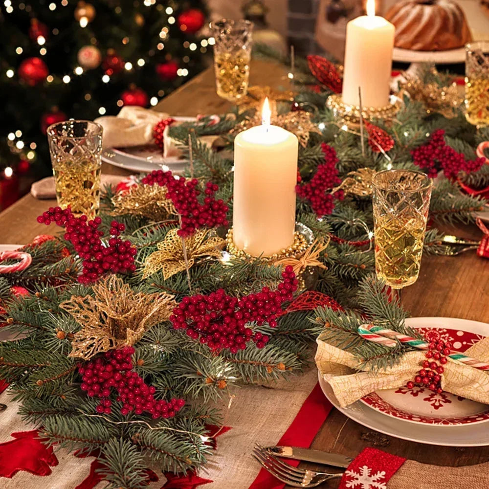 Artificial berry branch for Christmas decoration - vue 5 sur 12