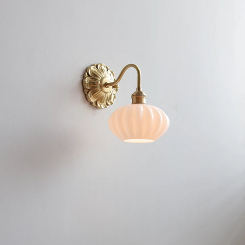 Modern smoked grey glass LED wall light copper indoor - vue 6 sur 23