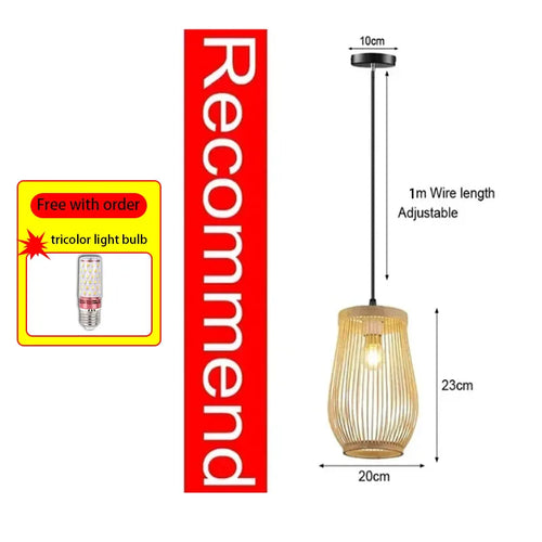 Chinese style hand-woven bamboo chandelier - vue 14 sur 30