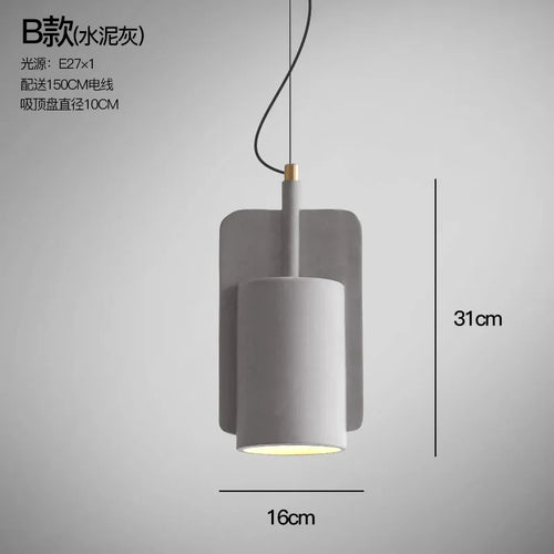 Industrial cement pendant light for retro interior decor - vue 11 sur 12