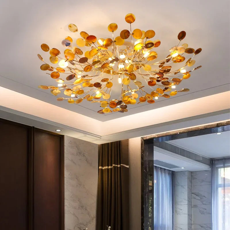 Nordic natural jade agate ceiling light