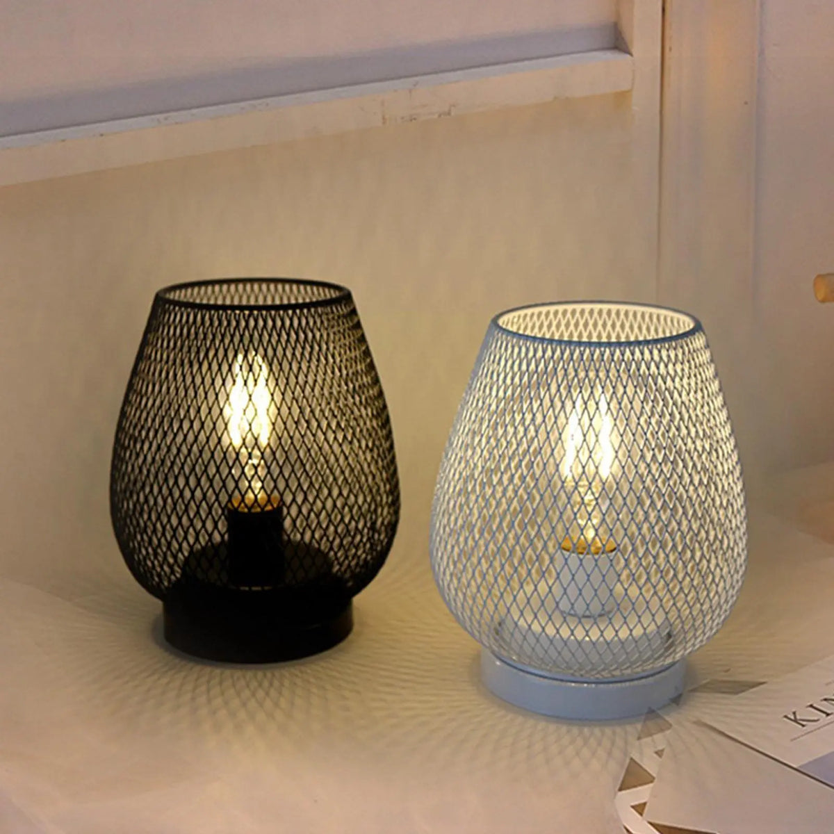 Metal cage LED candle cordless lamp for weddings and home decor