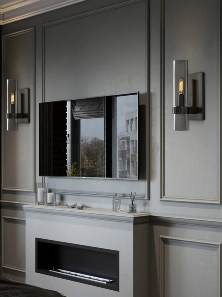 Modern industrial style minimalist glass wall light