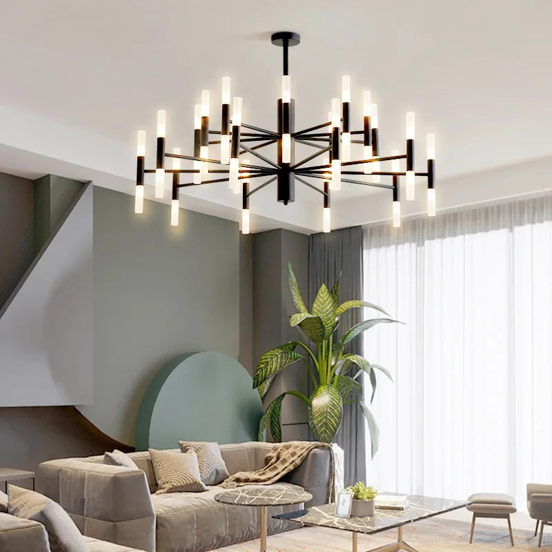 Modern art deco designer pendant chandelier for a bright interior - vue 4 sur 8