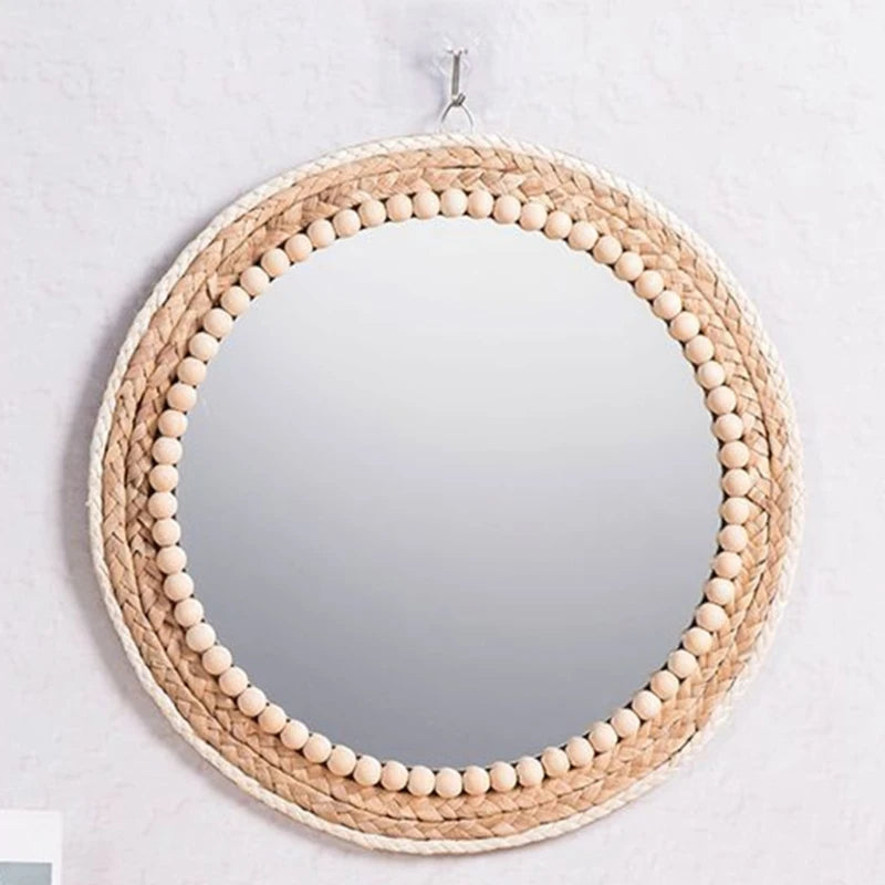 round rattan wall mirror for home decor