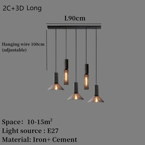 Industrial concrete pendant light with iron shade - vue 21 sur 29
