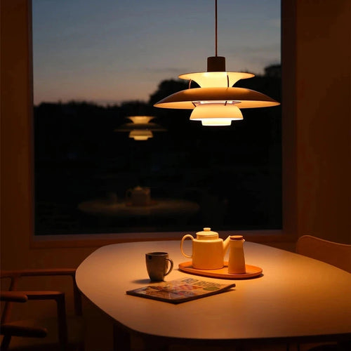 Modern colourful LED umbrella pendant light nordic chandelier for dining room, bar and restaurant - vue 2 sur 21